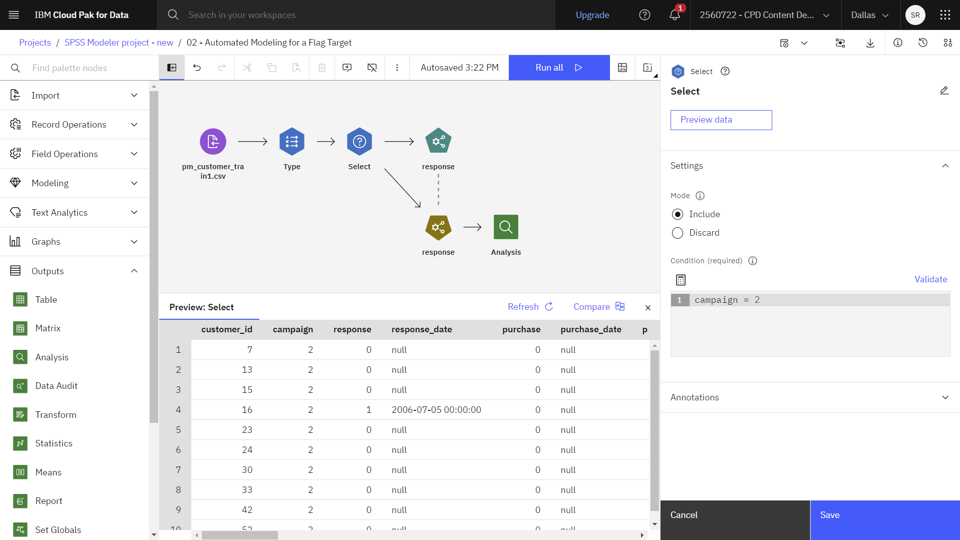 Select node