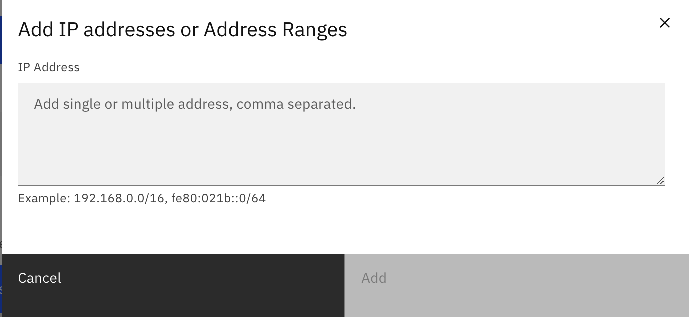 A list of permitted private IP addresses for the IBM watsonx cluster