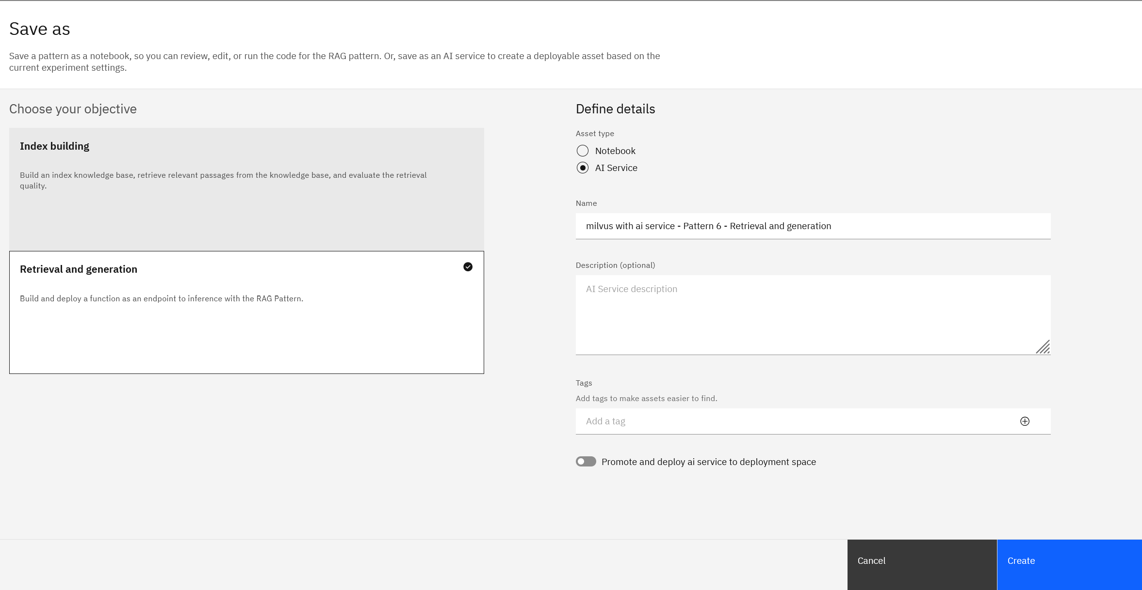 Deploying a RAG pattern as an AI service