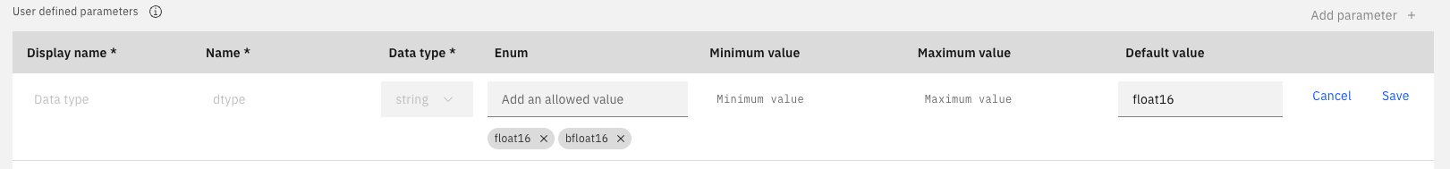 Setting the parameters for a custom foundation model