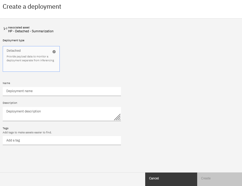 Creating a detached deployment