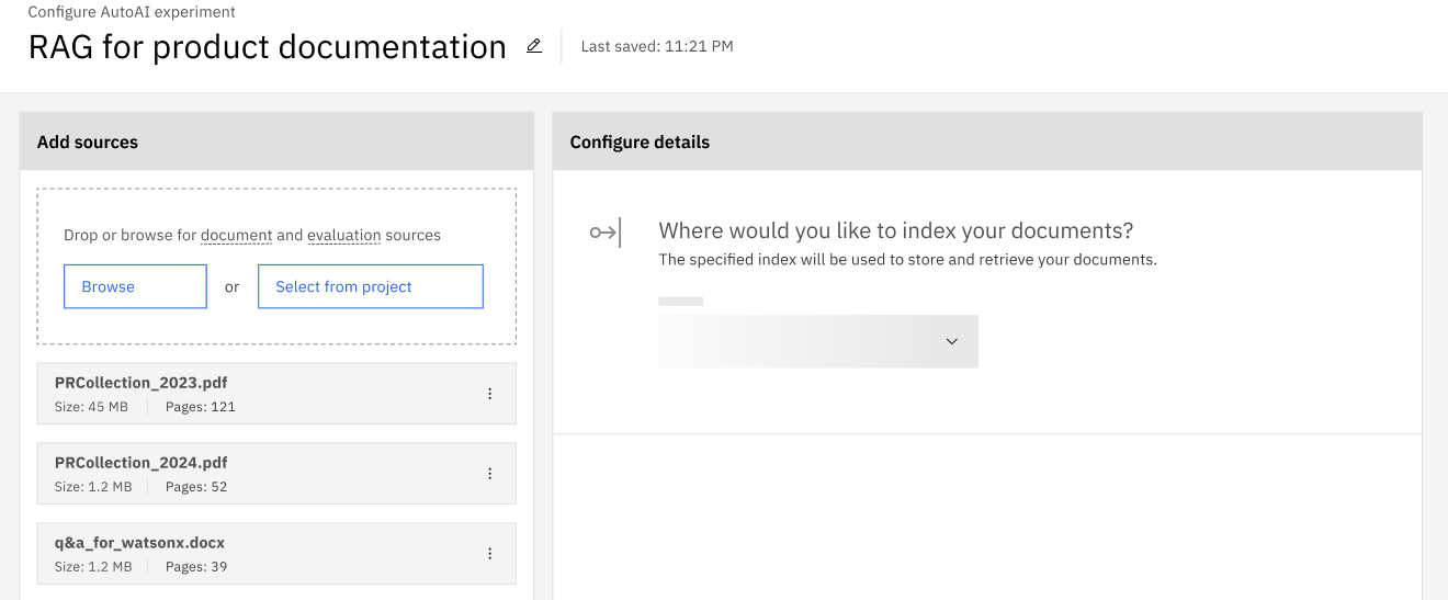 Connecting to data for a RAG experiment