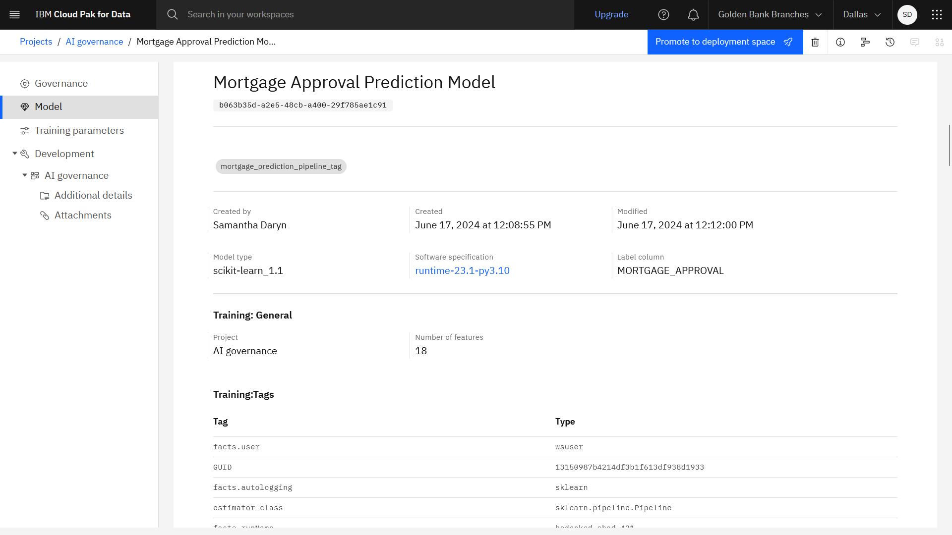 Model's AI Factsheet